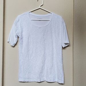 PURE JILL J JILL WHITE O.G.C. Embroidered Elbow Sleeve Top 100% Cotton Size XS